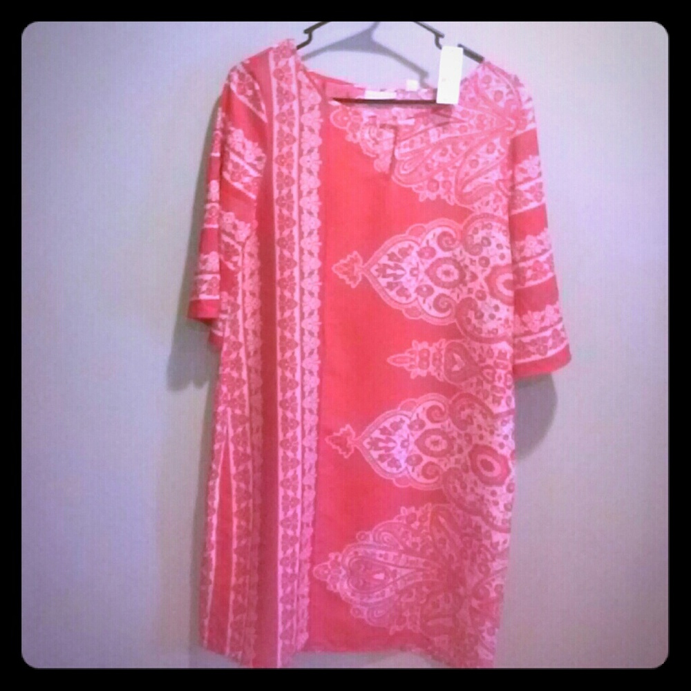 New York and Co orange print dress